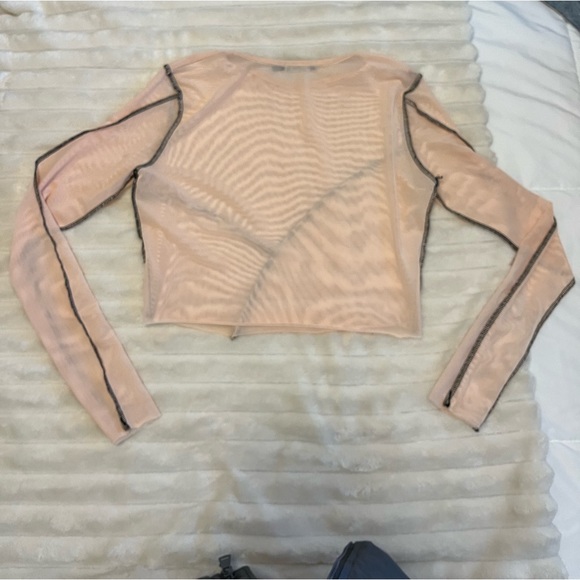 Boohoo Light pink sheer long sleeve top - Picture 2 of 4